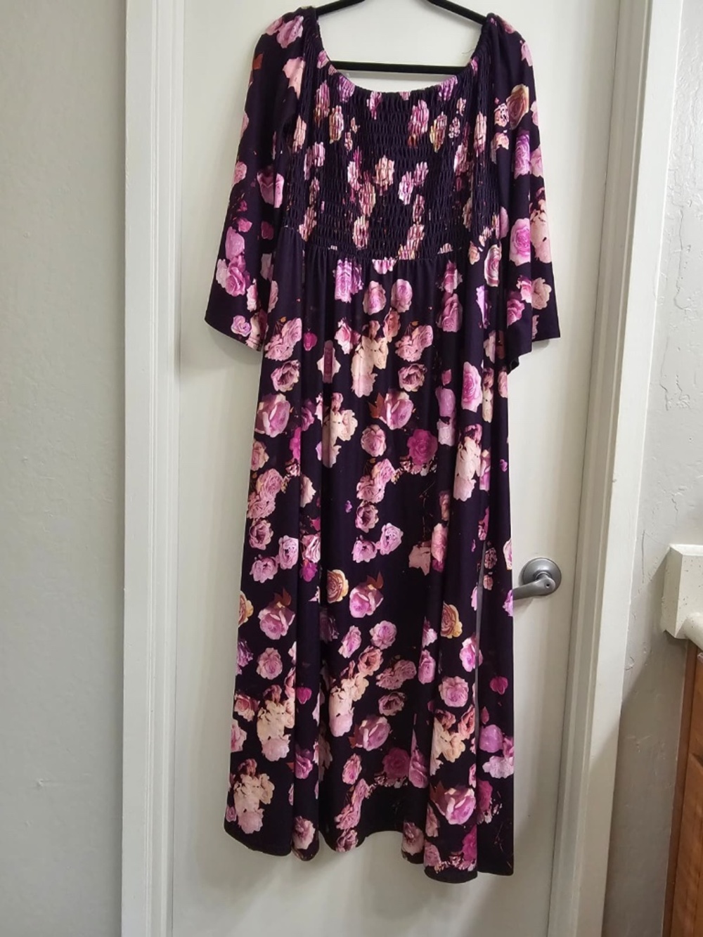 CEVOG Floral Smocked Maxi Dress Women’s Size XXL Purple